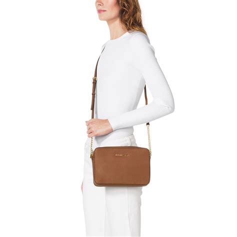 michael kors jet set travel large ew crossbody|Michael Kors saffiano crossbody bag.